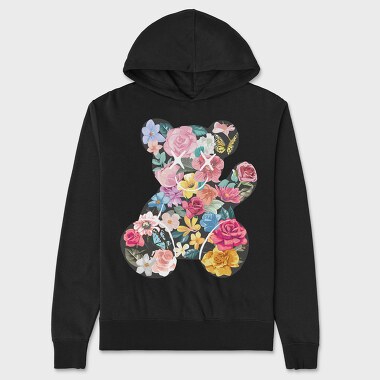 Flowers Teddy Bear, Hanorac Oversize Barbati (Unisex)