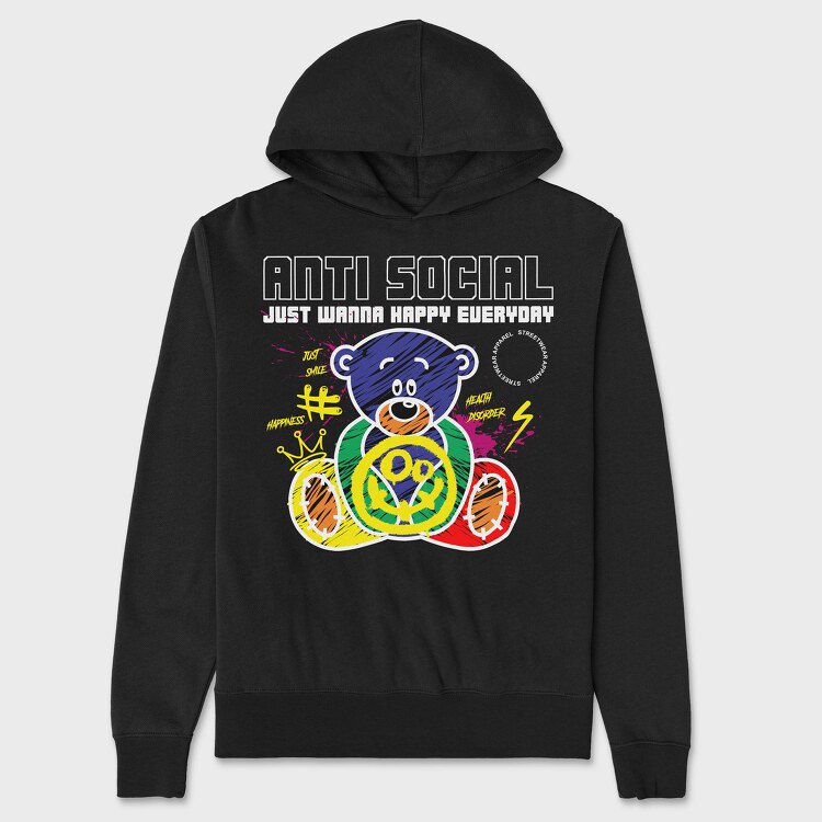 Anti Social Bear, Hanorac Oversize Barbati (Unisex)