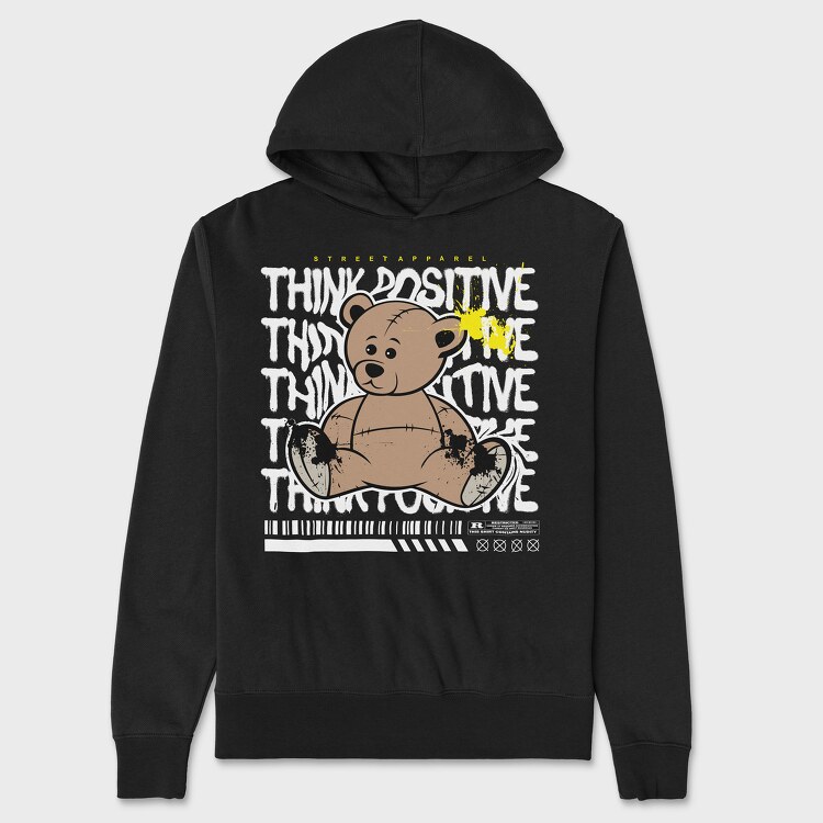 Think Positive Teddy Bear, Hanorac Oversize Barbati (Unisex)