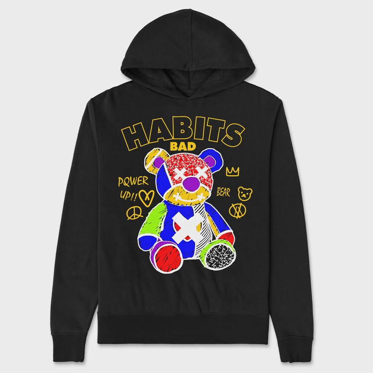 Bad Habits Bear, Hanorac Oversize Barbati (Unisex)