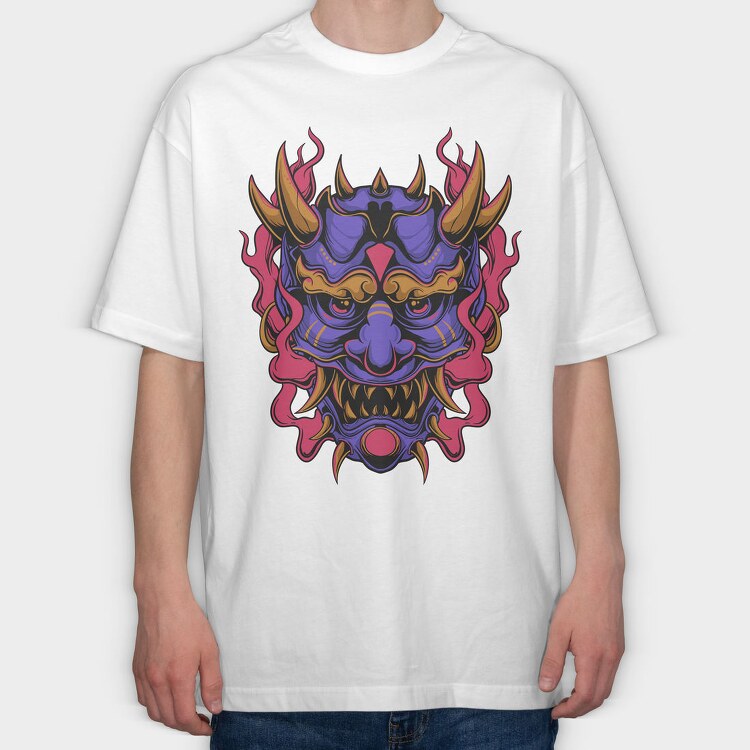 Demon Mask, Tricou Oversize Barbati (Unisex)