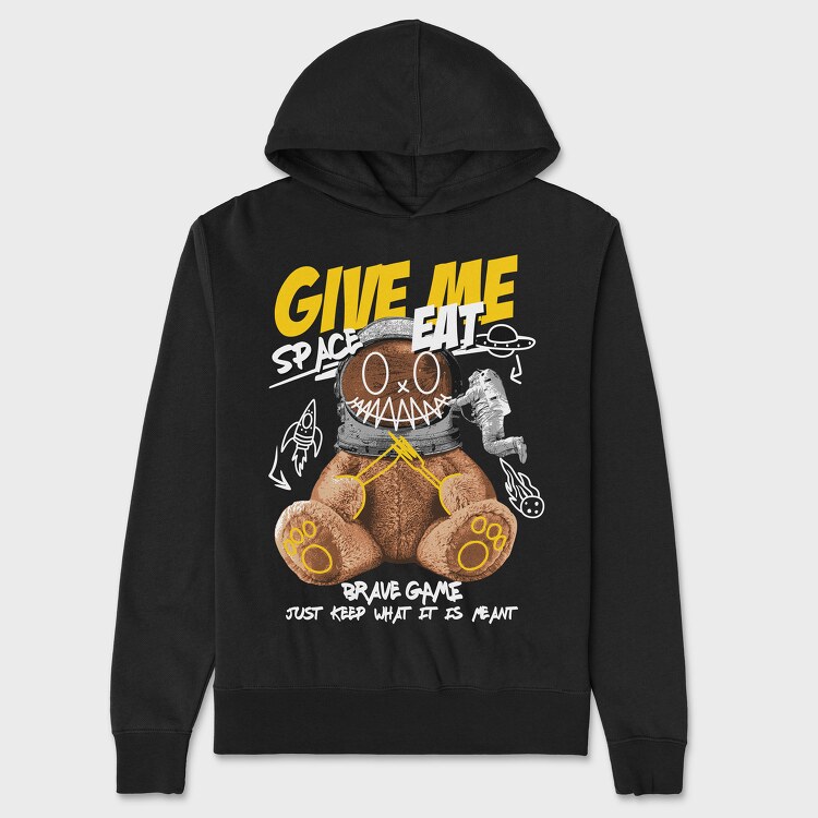 Give Me Space Bear, Hanorac Oversize Barbati (Unisex)