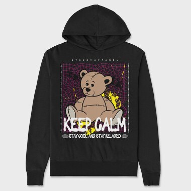 Keep Calm Bear, Hanorac Oversize Barbati (Unisex)