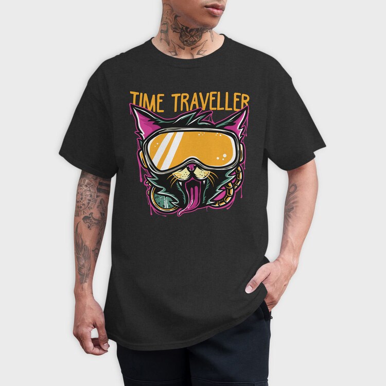 Time Traveler Cat, Tricou Barbati (Unisex)