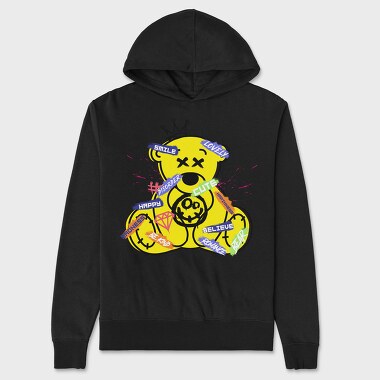 Yellow Teddy Bear, Hanorac Oversize Barbati (Unisex)