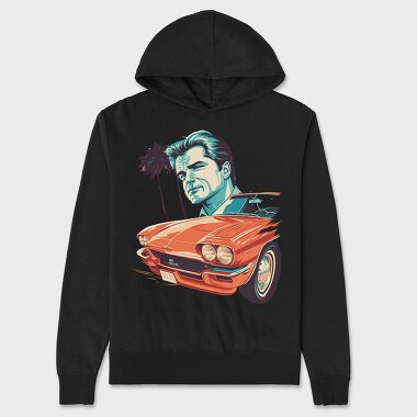 Iconic Car Convertible With Man, Hanorac Oversize Barbati (Unisex)