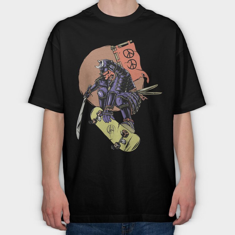 Skate Samurai, Tricou Oversize Barbati (Unisex)