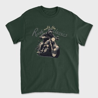 Tricou Barbati (Unisex), Motorcycle With Rider Ride With the Classics