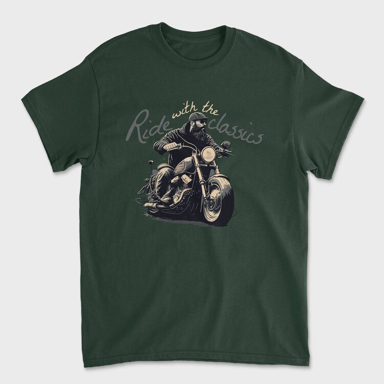 Motorcycle With Rider Ride With the Classics, Tricou Barbati (Unisex)