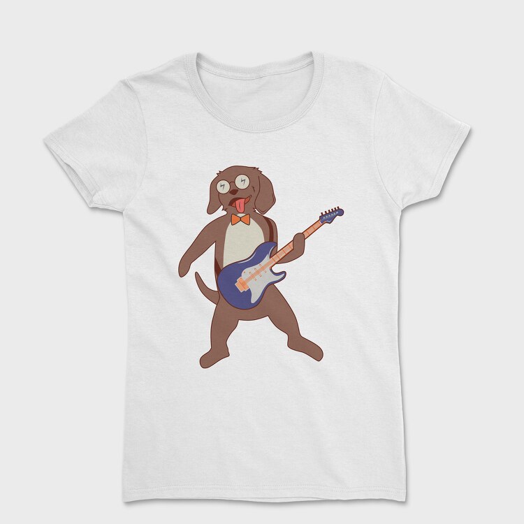 Tricou Femei, Dog Playing Guitar 2