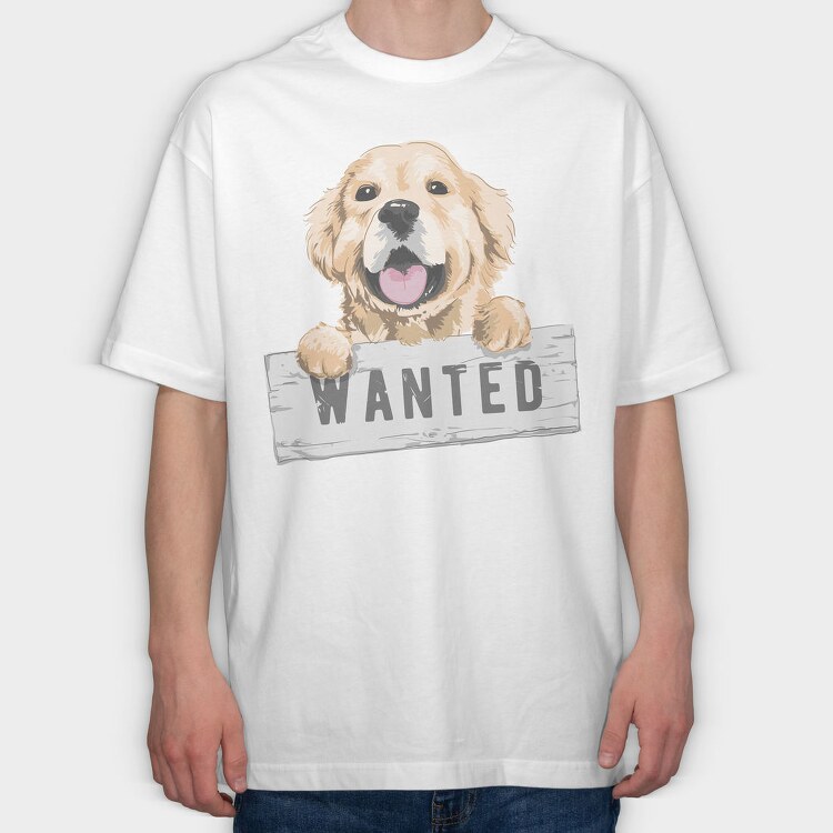 Dog Wanted Sign, Tricou Oversize Barbati (Unisex)