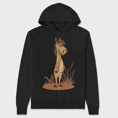 Horse Cartoon, Hanorac Oversize Barbati (Unisex)