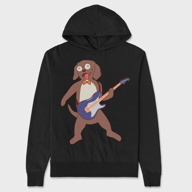 Dog Playing Guitar 2, Hanorac Oversize Barbati (Unisex)