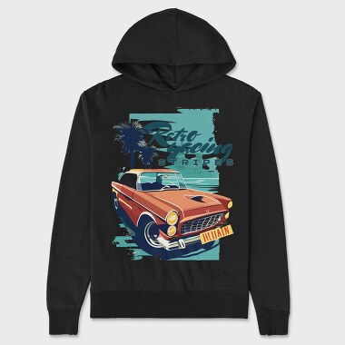 Classic Car Beach Trees, Hanorac Oversize Barbati (Unisex)