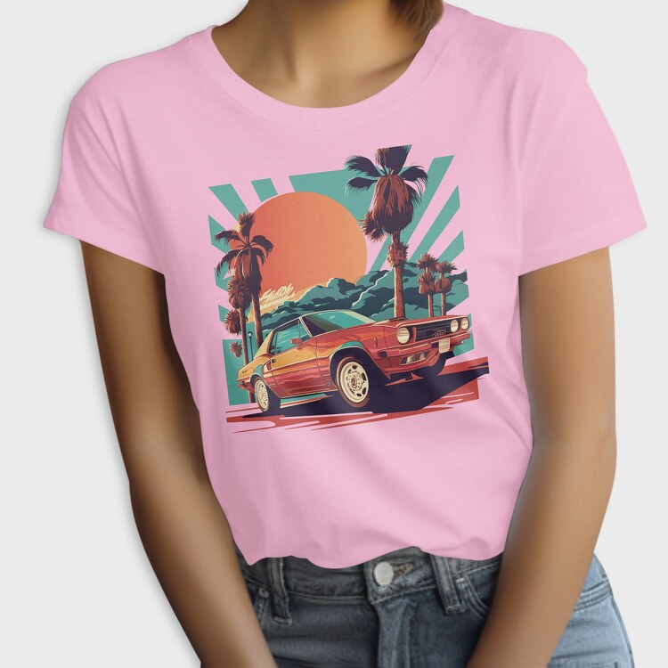 Classic Car Convertible With Scenic, Tricou Femei