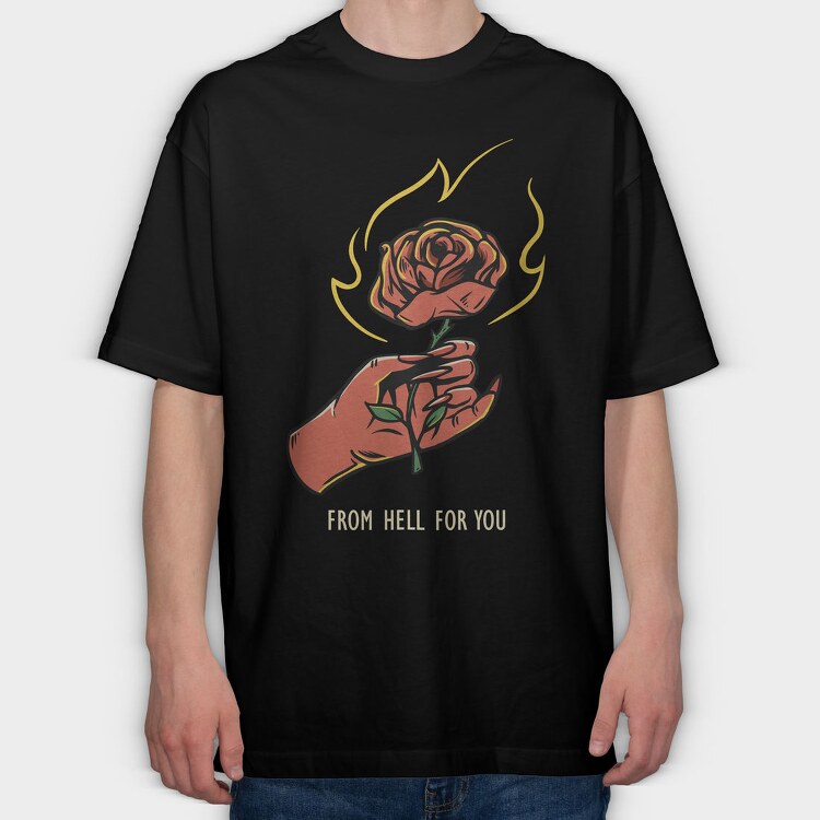 Burning Rose Hand, Tricou Oversize Barbati (Unisex)