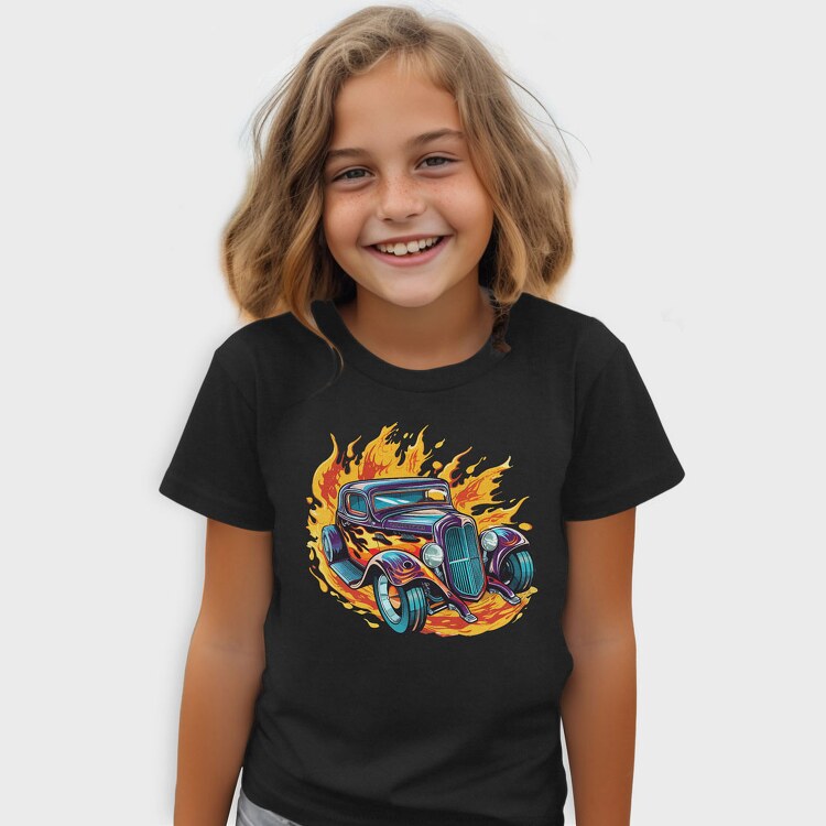 Flame Hotrod Old Car, Tricou Copii