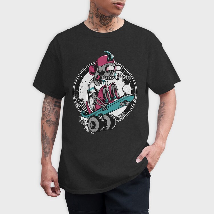 Skateboarding Skull, Tricou Barbati (Unisex)