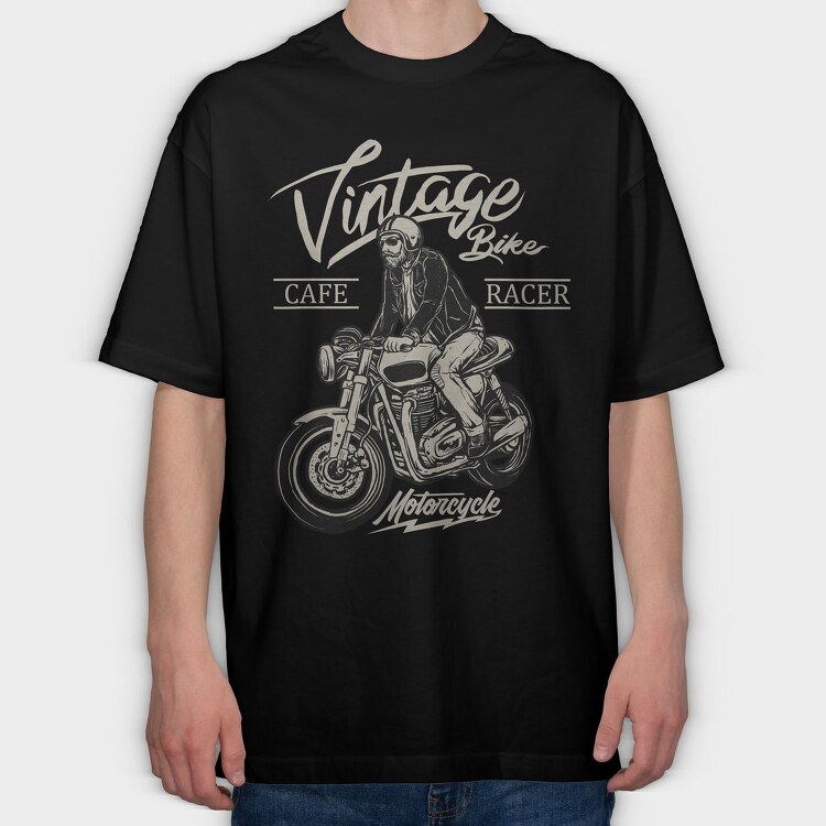 Vintage Cafe Racer, Tricou Oversize Barbati (Unisex)