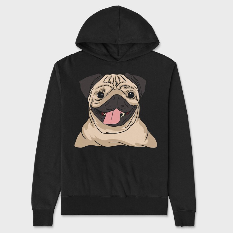 Pug Portrait, Hanorac Oversize Barbati (Unisex)