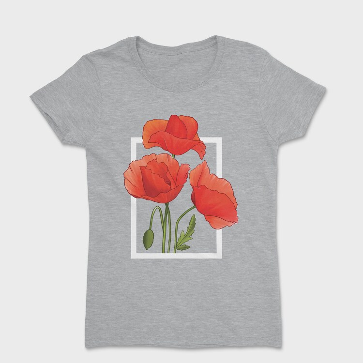 Watercolor Poppies, Tricou Femei