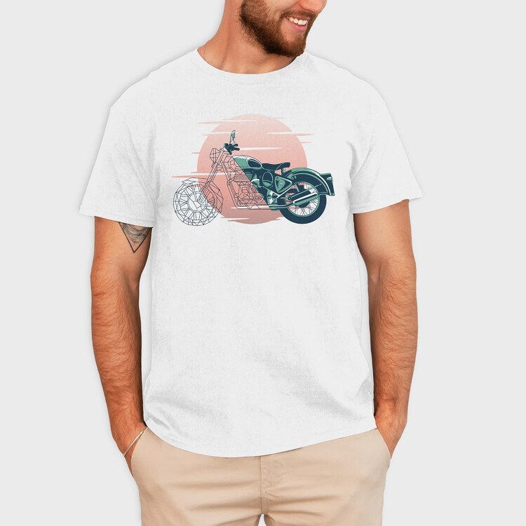 Vintage Geometric Motorbike, Tricou Barbati (Unisex)