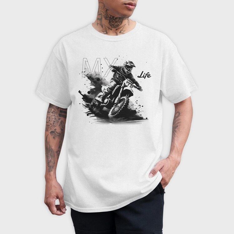 Motocross Rider Kicking Up Dirt Mx Life, Tricou Barbati (Unisex)