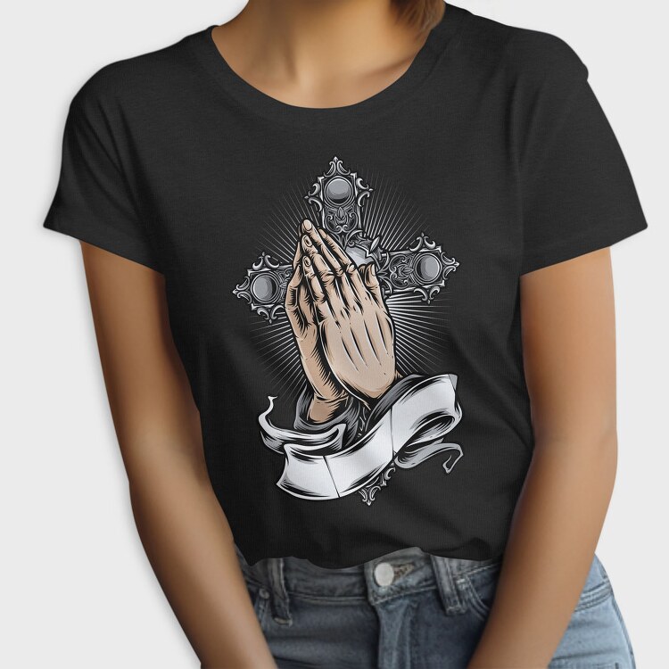 Praying Hands Cross, Tricou Femei