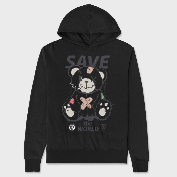 Save the World Teddy, Hanorac Oversize Barbati (Unisex)