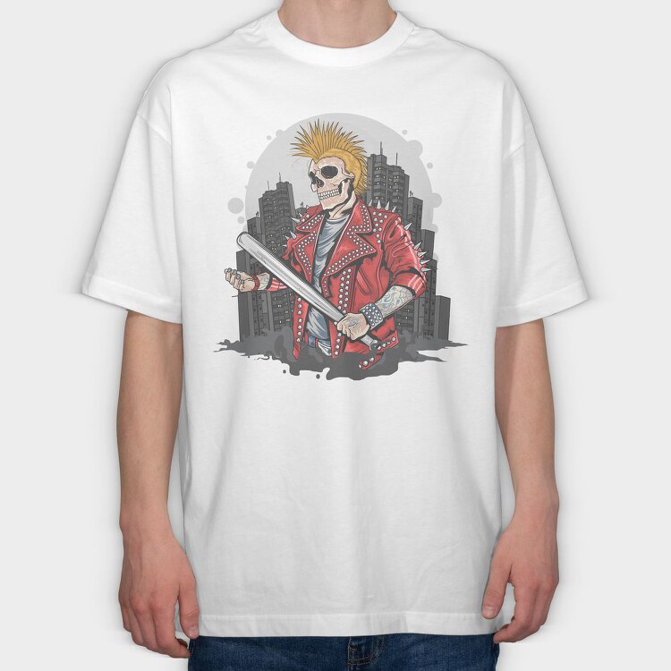 Punk Skull City, Tricou Oversize Barbati (Unisex)