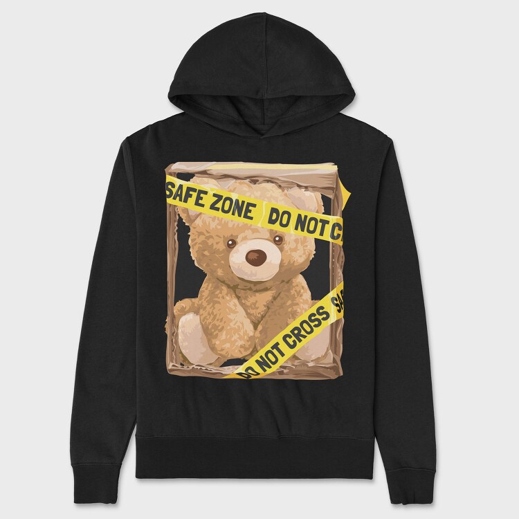 Do Not Cross Teddy Bear, Hanorac Oversize Barbati (Unisex)