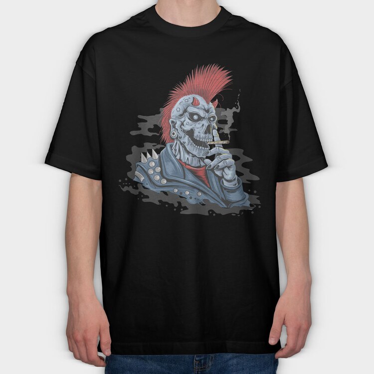 Punk Skull Smoke, Tricou Oversize Barbati (Unisex)