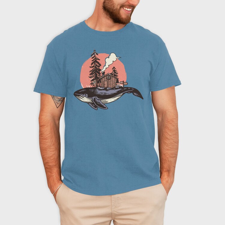 Whale Cabin Smoke, Tricou Barbati (Unisex)