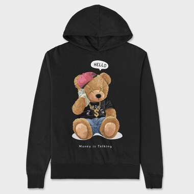 Money Is Talking Teddy Bear, Hanorac Oversize Barbati (Unisex)