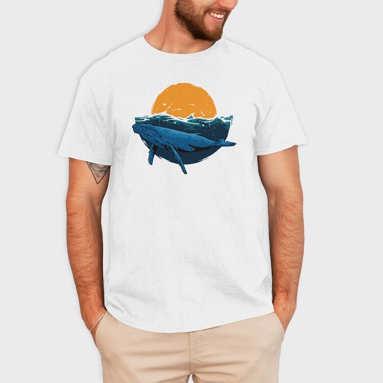 Whale Sunset, Tricou Barbati (Unisex)