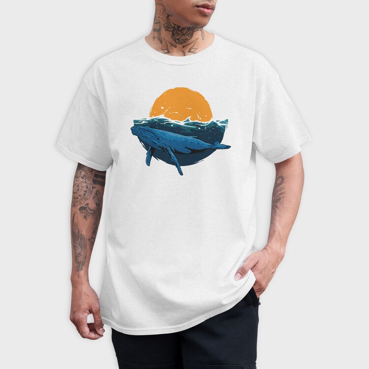 Whale Sunset, Tricou Barbati (Unisex)
