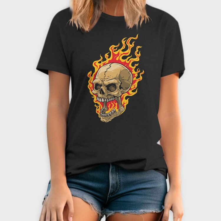Flaming Skull, Tricou Barbati (Unisex)