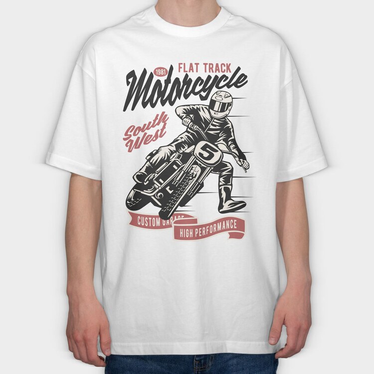 Flat Track Rider, Tricou Oversize Barbati (Unisex)
