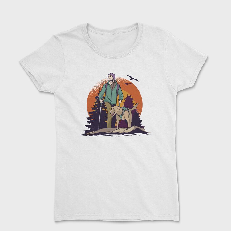 HikingDogForestTshirt, Tricou Femei