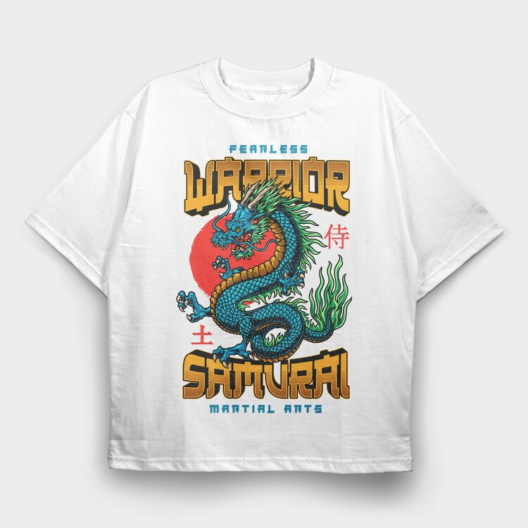 Fearless Samurai Dragon, Tricou Oversize Barbati (Unisex)