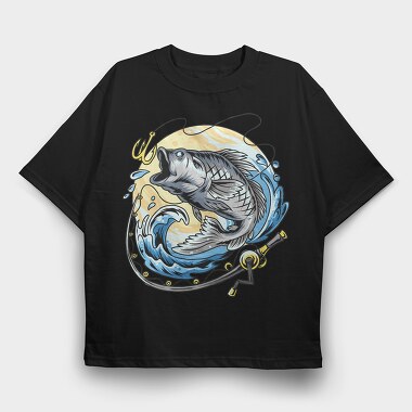 Fishing Moon Catch, Tricou Oversize Barbati (Unisex)