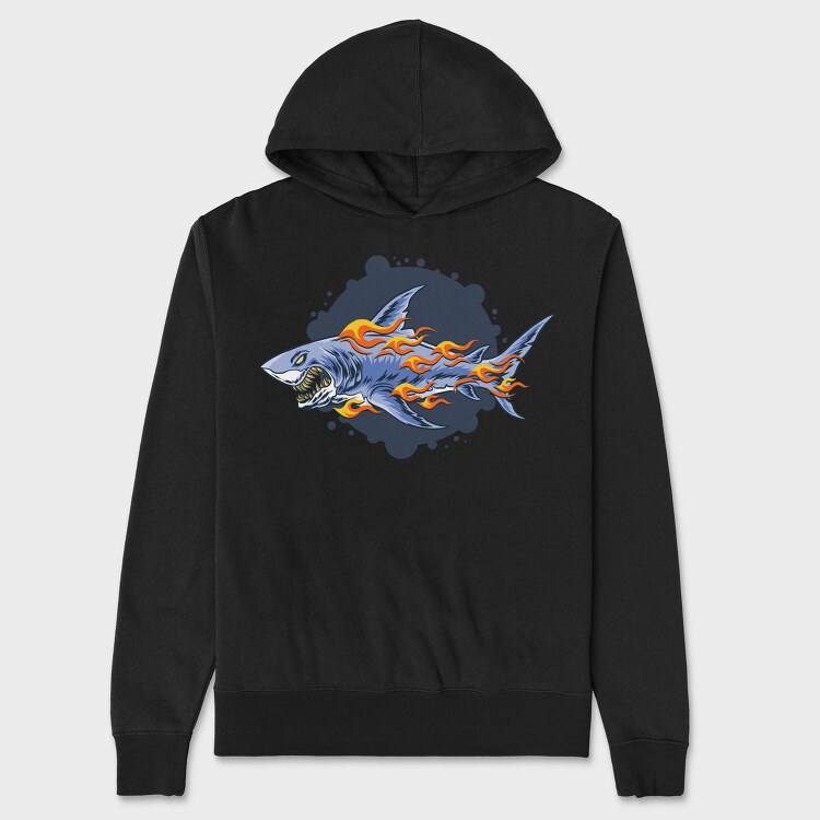 Flaming Shark Attack, Hanorac Oversize Barbati (Unisex)