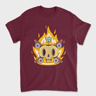 Flaming Skull Wheels, Tricou Barbati (Unisex)