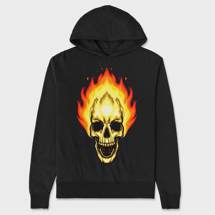 Flaming Skull, Hanorac Oversize Barbati (Unisex)