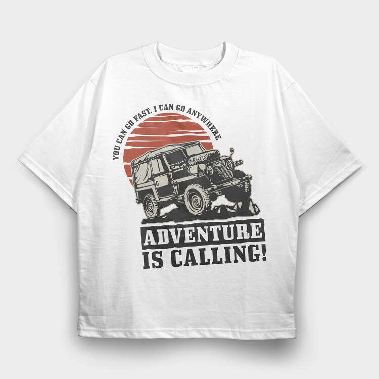 Adventure Calling Jeep, Tricou Oversize Barbati (Unisex)