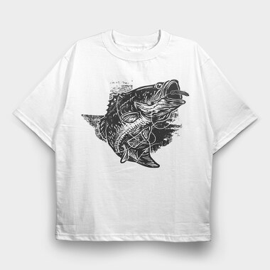 Bass Fish Hook, Tricou Oversize Barbati (Unisex)