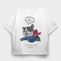 Bulldog Superhero, Tricou Oversize Barbati (Unisex)
