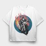 Burning Skull Rider, Tricou Oversize Barbati (Unisex)