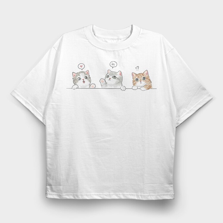 Cat Talk Chat, Tricou Oversize Barbati (Unisex)