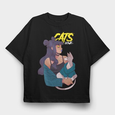 Cats Meow 1, Tricou Oversize Barbati (Unisex)